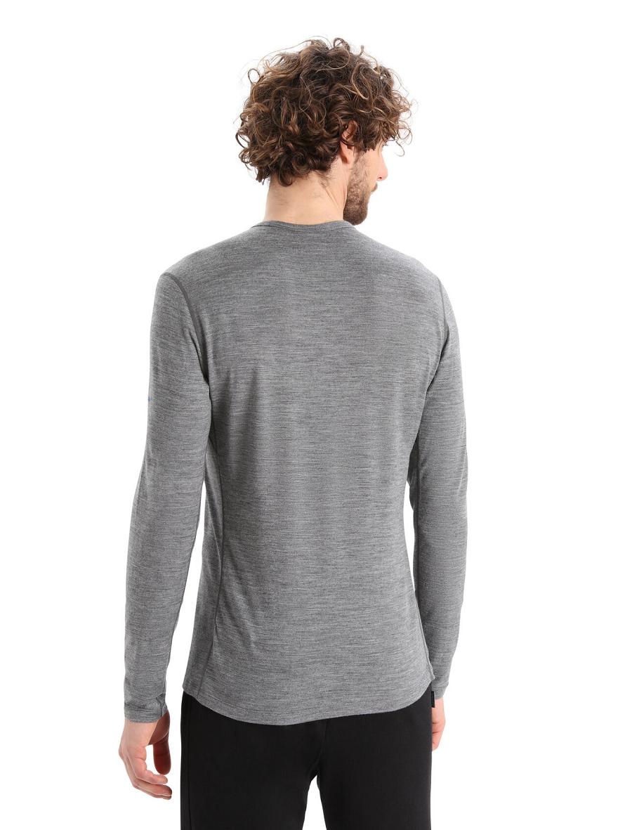 Gritstone Heather Men's Icebreaker Merino 200 Oasis Long Sleeve Crewe Last Run Base Layers | USA 1338RVDW